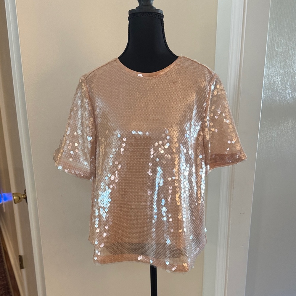 LOFT Sequin Short Sleeve Top